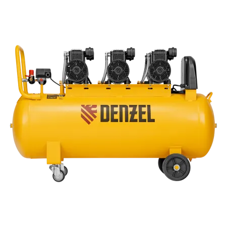 Компрессор безмасл. малошумн. DENZEL DLP-4500/150, 4,5 кВт, 3х1,5 кВт,150 л, 2850 об/мин,750 л/мин