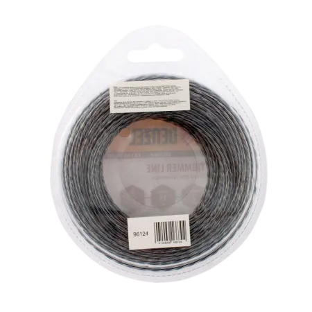 Леска для триммера DENZEL Flex Сord 96124, 2 мм x 15 м, квадрат, двухкомпонентная