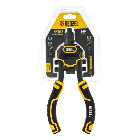 Заклепочник двуручный DENZEL заклепки 2,4-3,2-4,0-4,8-6,4 мм