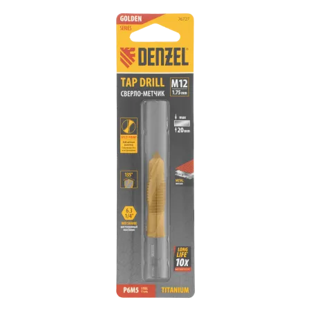 Сверло-метчик DENZEL М12 х 1,75 мм, Р6М5