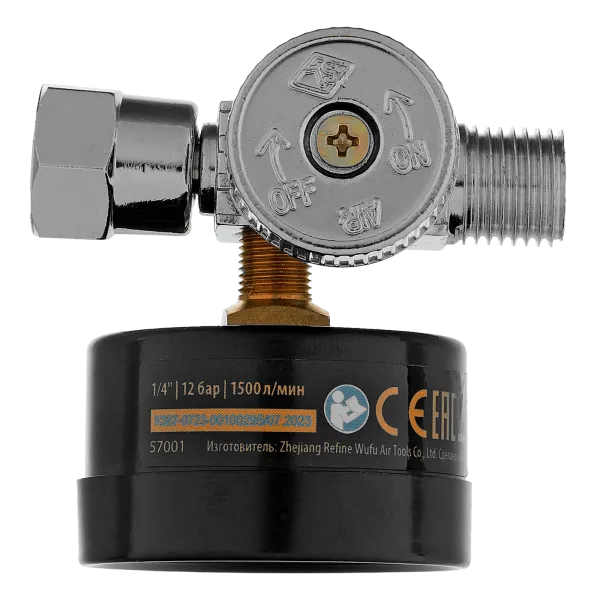 Регулятор давления с манометром DENZEL для краскораспылителя K1500, 12 бар, 1/4"