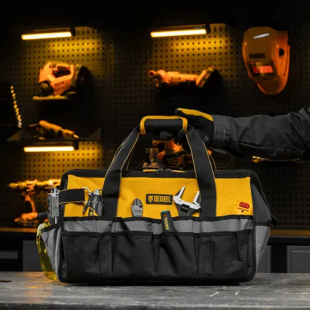 Сумка для инструмента DENZEL 500х245х300 мм, 20 карман.,съемный органайз. 10 карман.,наплеч. рем.