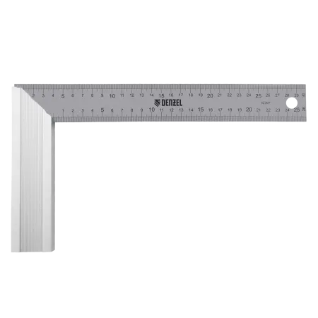 Угольник DENZEL 32397 300 мм, нержавеющая сталь, градуировка, алюминиевое основание