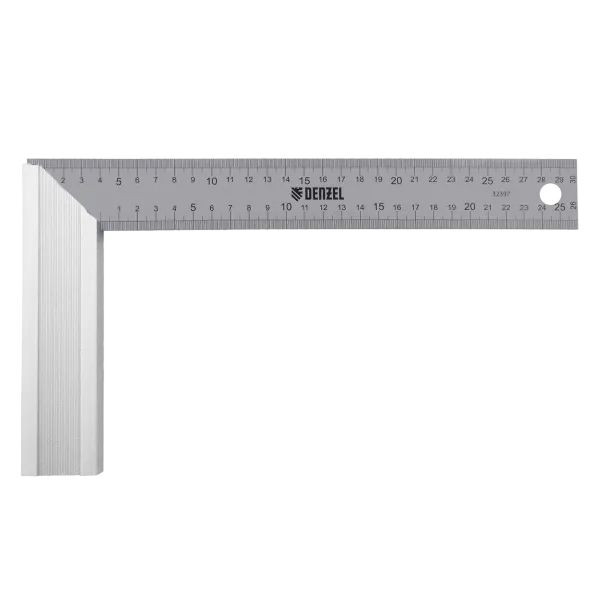 Угольник DENZEL 32397 300 мм, нержавеющая сталь, градуировка, алюминиевое основание