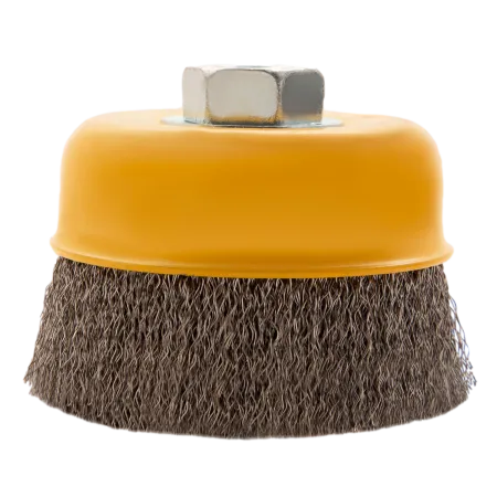 Щетка для УШМ DENZEL 746043, 75 мм, «чашка», витая нержавеющая проволока 0.3 мм, М14