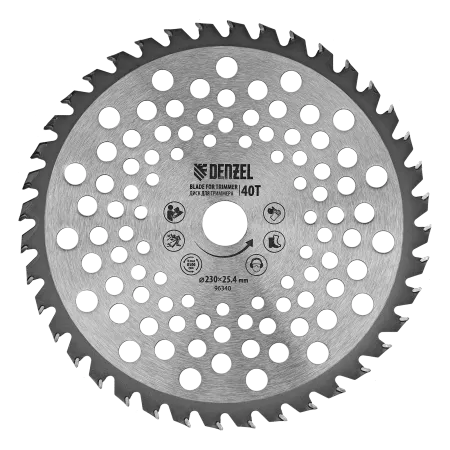 Диск для триммера DENZEL 96340 230 x 25.4 мм, толщина 1.3 мм, 40 зубьев