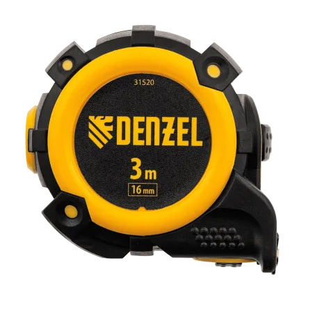 Рулетка DENZEL 31520 3м х 16мм, автоматич. фиксац., нейлон. покрытие, магнит. зацеп, двухстор. разметка
