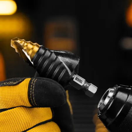 Сверло ступенчатое DENZEL, 9-12-15-18-21-24-27-30-33-36 мм, Р6М5, 6-гр. хвостовик