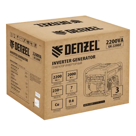 Генератор инверторный DENZEL GK-2200iF, 2,2 кВт, 230 В, ручной старт