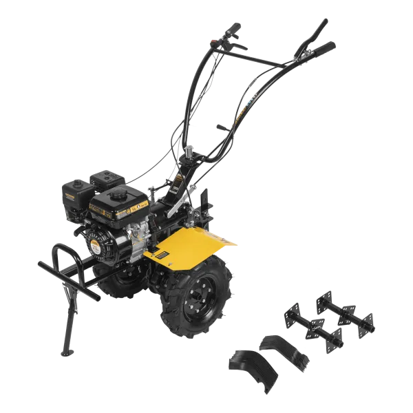 Мотоблок DPT-270X, 7 л.с., диск.сцеп, шир 90 см, глуб 35 см,фрез 3х4,ВОМ,скор 2В/1Н,кол 8" Denzel