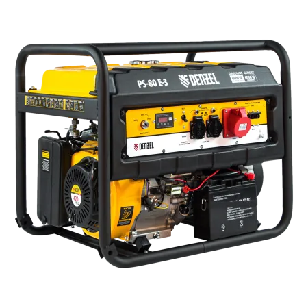Генератор бензиновый DENZEL PS 80 E-3, 6.6 кВт, 400 В, 25 л, электростартер
