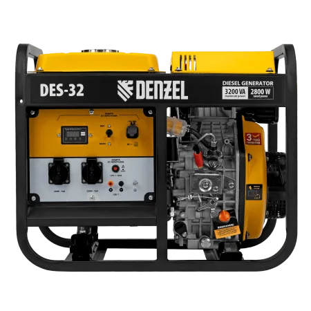 Генератор дизельный DENZEL DES-32, 3,2 кВт, 230 В, 11 л, ручной стартер