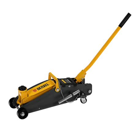 Домкрат гидравлический DENZEL подкатной с фиксатором, 2,8 т, 135-385 мм, в кейсе