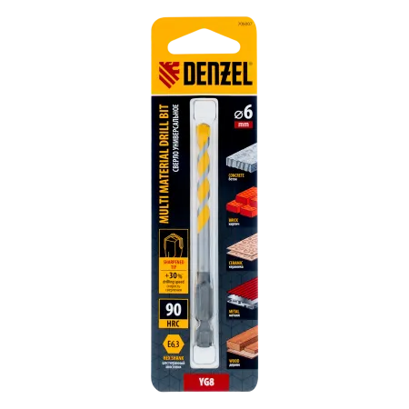Сверло универсальное DENZEL, Multi cut, 6 мм