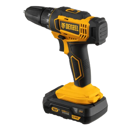 Аккумуляторная дрель-шуруповерт DENZEL CDL-18-02BM, Li-Ion, 18 В, 2 аккумулятор