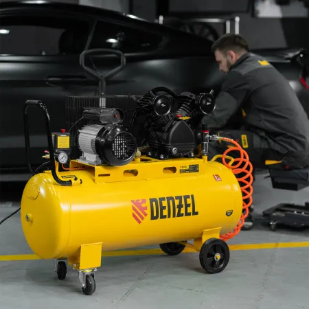 Компрессор воздушный DENZEL BCV2300/100, 2.3 кВт, ременный привод, 100 литров, 440 л/мин