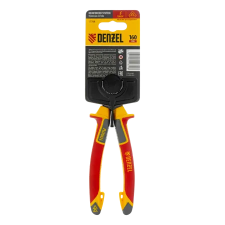 Бокорезы DENZEL диэлектрические рукоятки, до 1000 В, трехкомпонентные рукоятки, 160 мм