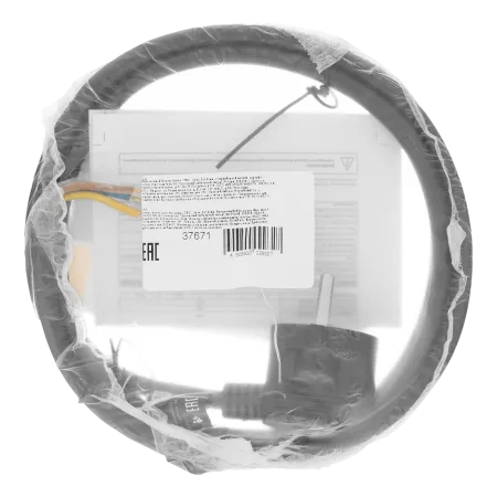 Шнур сетевой Energy Series DENZEL, ПВС, 1,5 м, 3 x 1,5 мм, с неразборной вилкой, черный