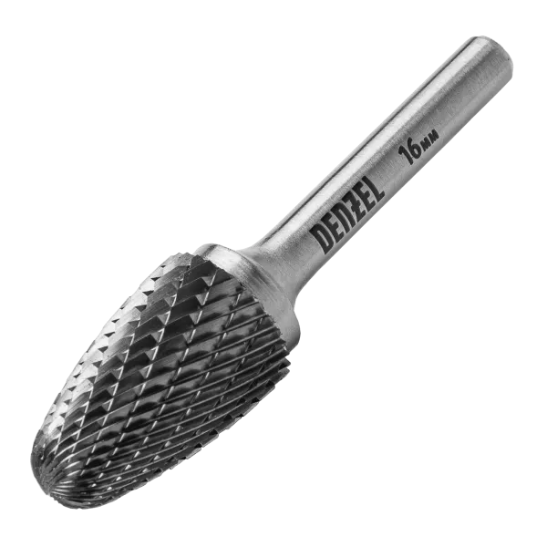 Борфреза по металлу DENZEL твердосплавная, параболическая, тип-F, 16 мм
