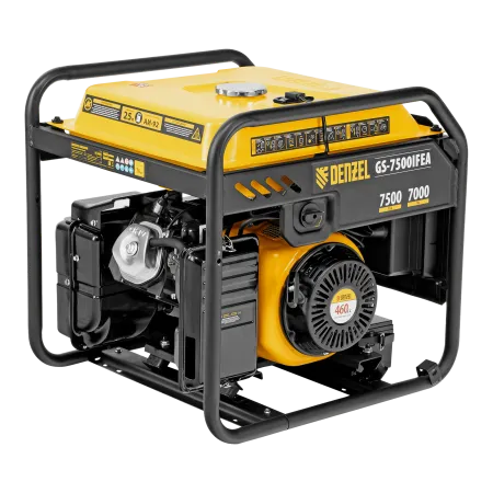 Генератор инверторный DENZEL GS-7500iFEA, 7,5 кВт, 230 В, открытый корпус, электростартер, ATS