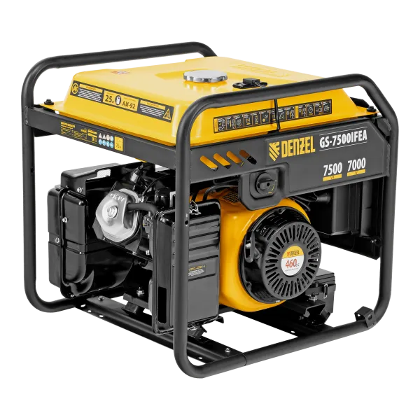 Генератор инверторный DENZEL GS-7500iFEA, 7,5 кВт, 230 В, открытый корпус, электростартер, ATS