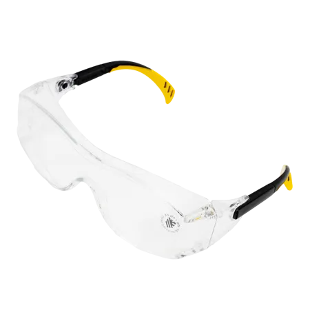 Очки защитные открытые DENZEL поликарбонатные, увеличенная прозрачная линза,  регулируемые дужки