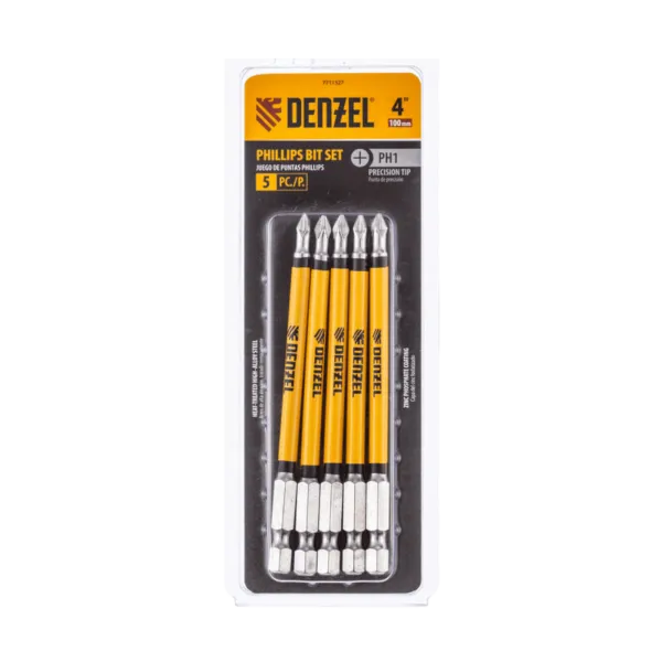 Набор бит DENZEL PH1x100 мм, 5 шт.