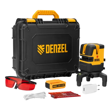 Лазерный уровень DENZEL LX 05 Red, 20 м, 635 нм, аккумулятор Li 5200 mAh, резьба 5/8
