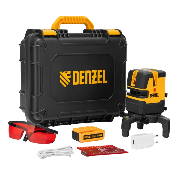 Лазерный уровень DENZEL LX 05 Red, 20 м, 635 нм, аккумулятор Li 5200 mAh, резьба 5/8