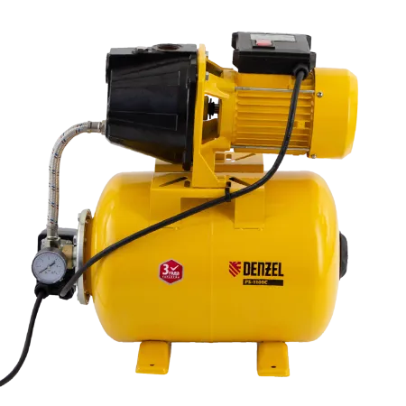 Насосная станция DENZEL PS1100С, 1100 Вт, 4500 л/ч, ресивер 24 л, высота подъема 46 м