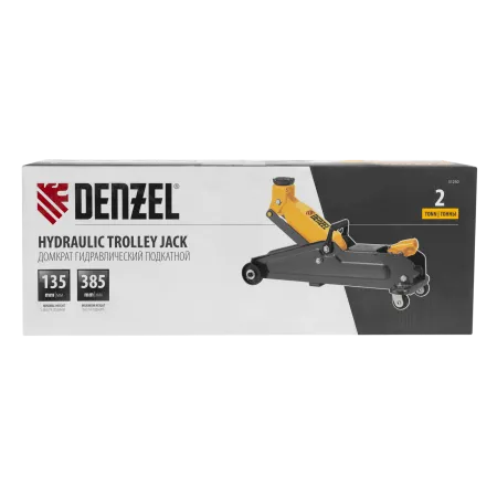 Домкрат гидравлический подкатной DENZEL 2 т, 135-385 мм