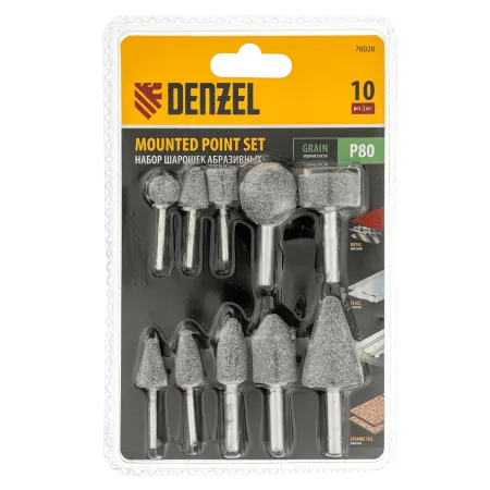 Набор шарошек DENZEL для дрели (ПШМ), 10 шт