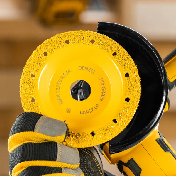 Чашка твердосплавная зачистная DENZEL, 125 мм, Наклонная, среднее зерно #16