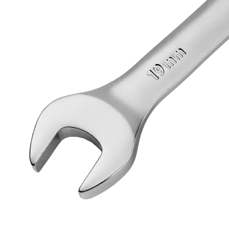 Ключ комбинированный трещоточный DENZEL, 19 мм, CrV, матовый хром