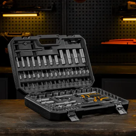 Набор инструментов DENZEL 1/2", 1/4", CrV, S2, пластиковый кейс, 94 предмета