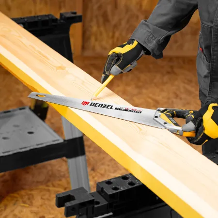 Ножовка по дереву DENZEL 450 мм, 11 TPI, зуб 3D, металлопластиковая рукоятка