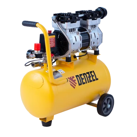 Компрессор безмасляный DENZEL DLS950/24, 950 Вт, 165 л/мин, ресивер 24 л, малошумный