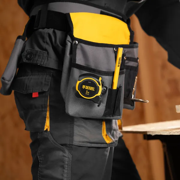 Рулетка DENZEL 5м х 19мм, двухкомп. корпус, магнитный обрезиненный зацеп