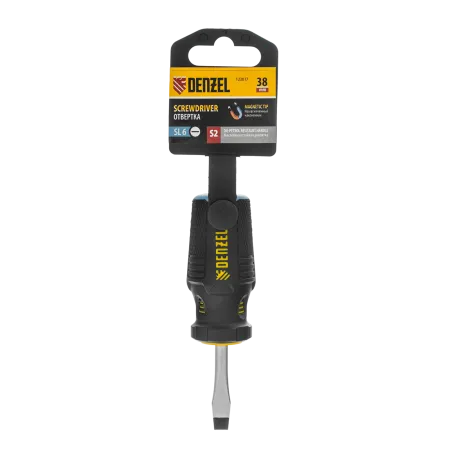 Отвертка DENZEL SL6x38 мм, S2, 3к рукоятка