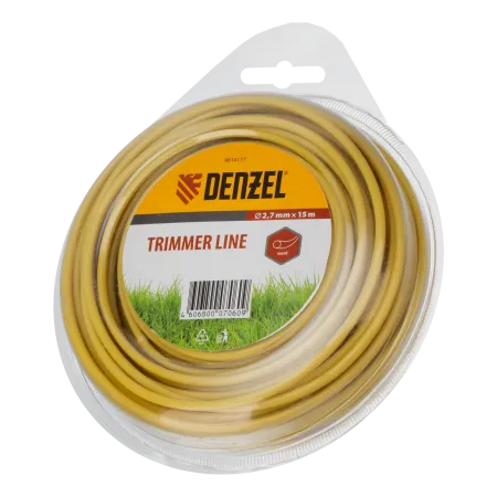 Леска для триммера круглая, DENZEL 2,7мм х 15м, блистер, Россия