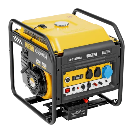 Генератор инверторный DENZEL GS-7500iFEA, 7,5 кВт, 230 В, открытый корпус, электростартер, ATS