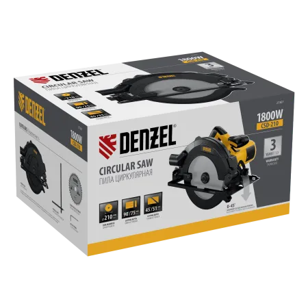 Пила циркулярная DENZEL CSD-210, 1800 Вт, 210 мм
