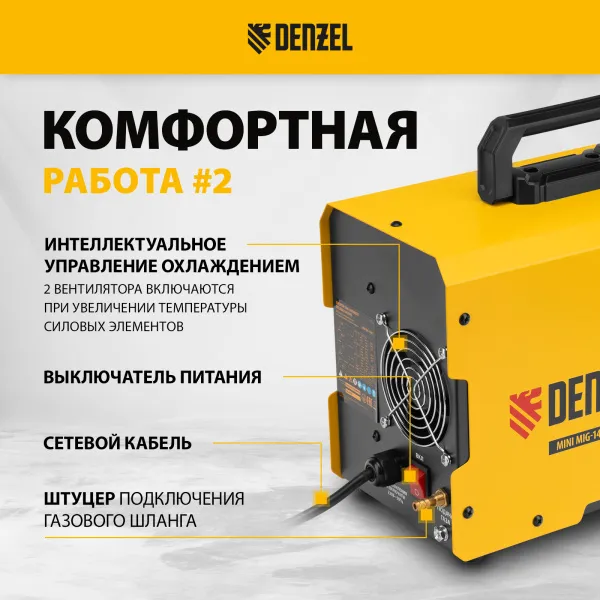 Аппарат инвертор. полуавтомат. сварки DENZEL Mini MIG-140FG, 140 А, ПВ 60%