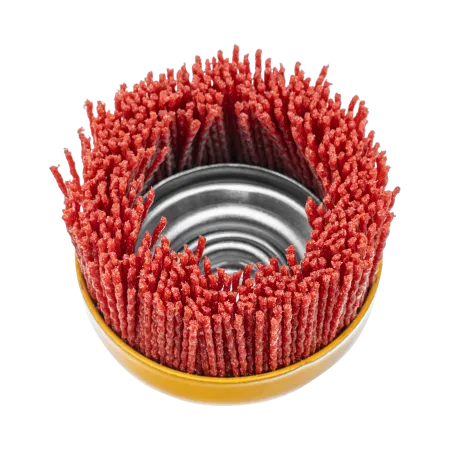 Щетка для УШМ DENZEL, 75 мм, Чашка, нейлоновая щетина, М14