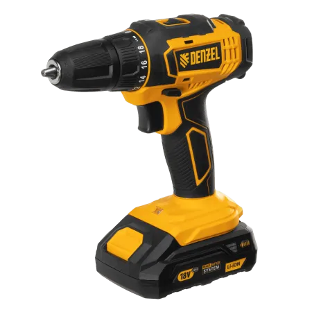 Аккумуляторная дрель-шуруповерт DENZEL CDL-18-02BM, Li-Ion, 18 В, 2 аккумулятор