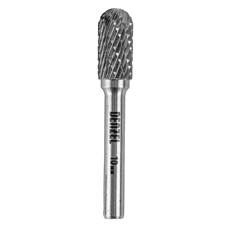 Борфреза по металлу DENZEL твердосплавная, цилиндрическая закругленная, тип-С, 10 мм