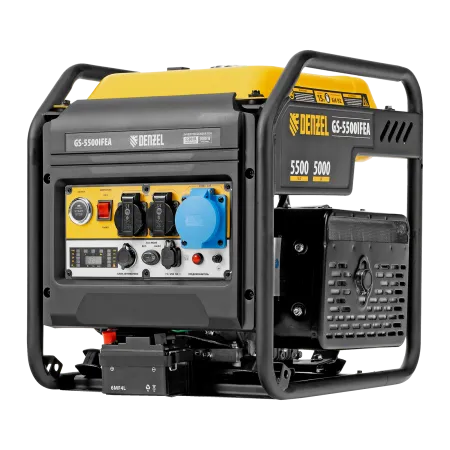 Генератор инверторный DENZEL GS-5500iFEA, 5,5 кВт, 230 В, открытый корпус, электростартер, ATS