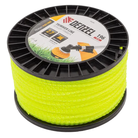 Леска для триммера DENZEL 96299 витой квадрат, 2,7мм х 196м, на DIN катушке FLEX CORD