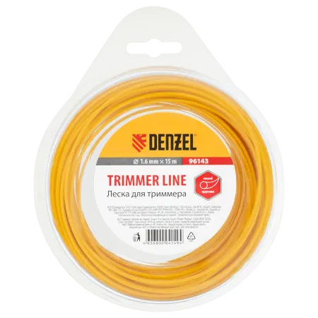 Леска для триммера DENZEL 96143, 1.6 мм x 15 м, круглая