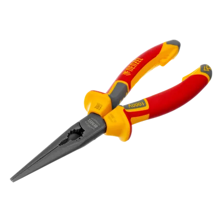 Длинногубцы прямые DENZEL диэлектрические рукоятки до 1000 В, трехкомпонентные рукоятки, 205мм